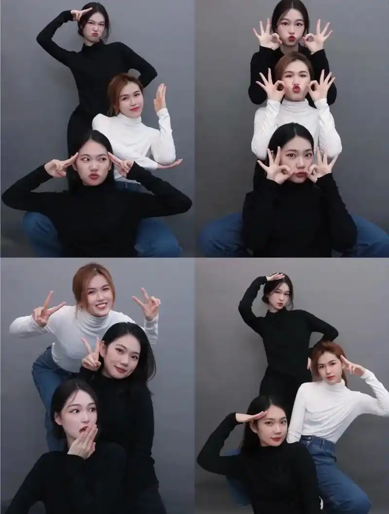 三人闺蜜照|#闺蜜拍照姿势 #人气写真馆推荐 #头纱照 # - 抖音