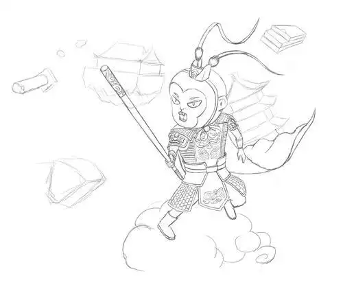 大闹天宫人物的简笔画