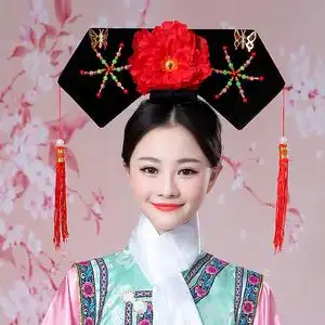 清朝古装头饰格格服旗头发饰头套公主甄嬛传成人儿童舞台表演道具