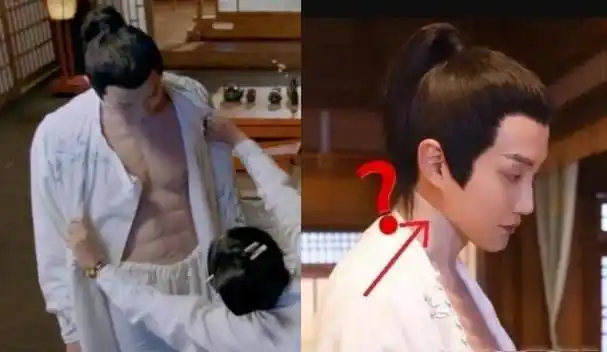 可咱们看到的却是"一眼假",这个肌肉衣的做工,甚至连任嘉伦的那一套都