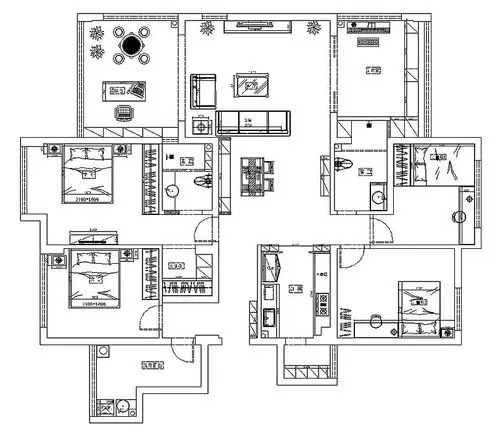 永威翰林居180平四室两厅大平层户型装修设计家具图——郑州美巢装饰