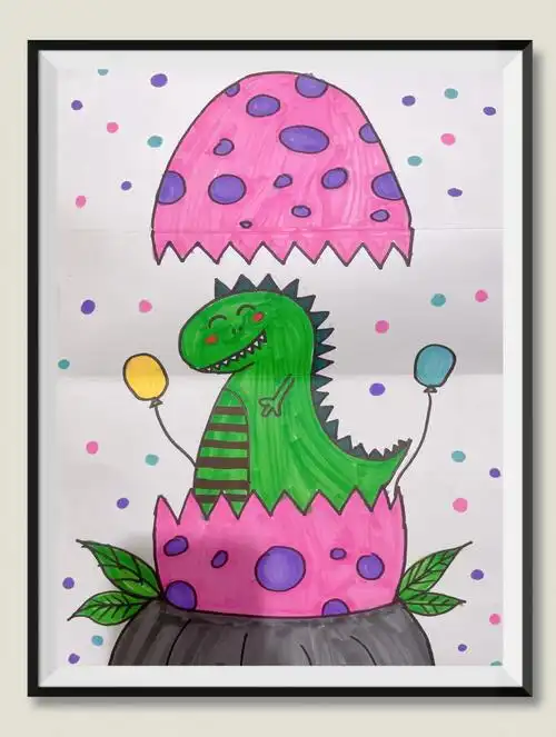 儿童创意画恐龙03破壳啦