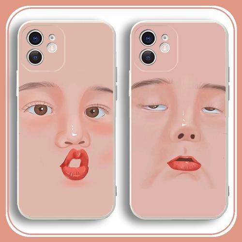 恶搞表情包卡通搞怪女孩嘟嘟嘴情侣款闺蜜苹果14手机壳适用iphone12