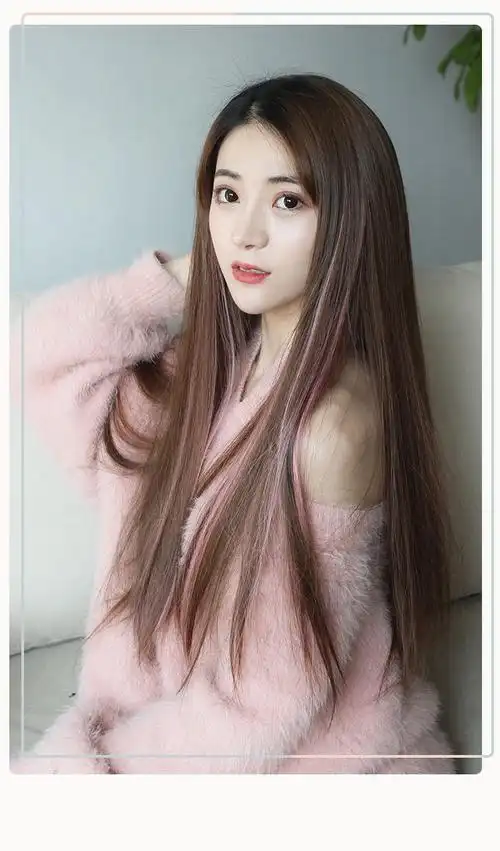 挂耳染渐变挑染假发片 彩色一片式女长直发接发片 无痕隐形假发条