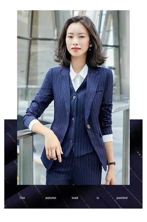 单件-藏蓝色条纹西装 s