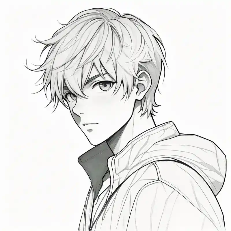 黑白素描男生头像,冷酷帅气90