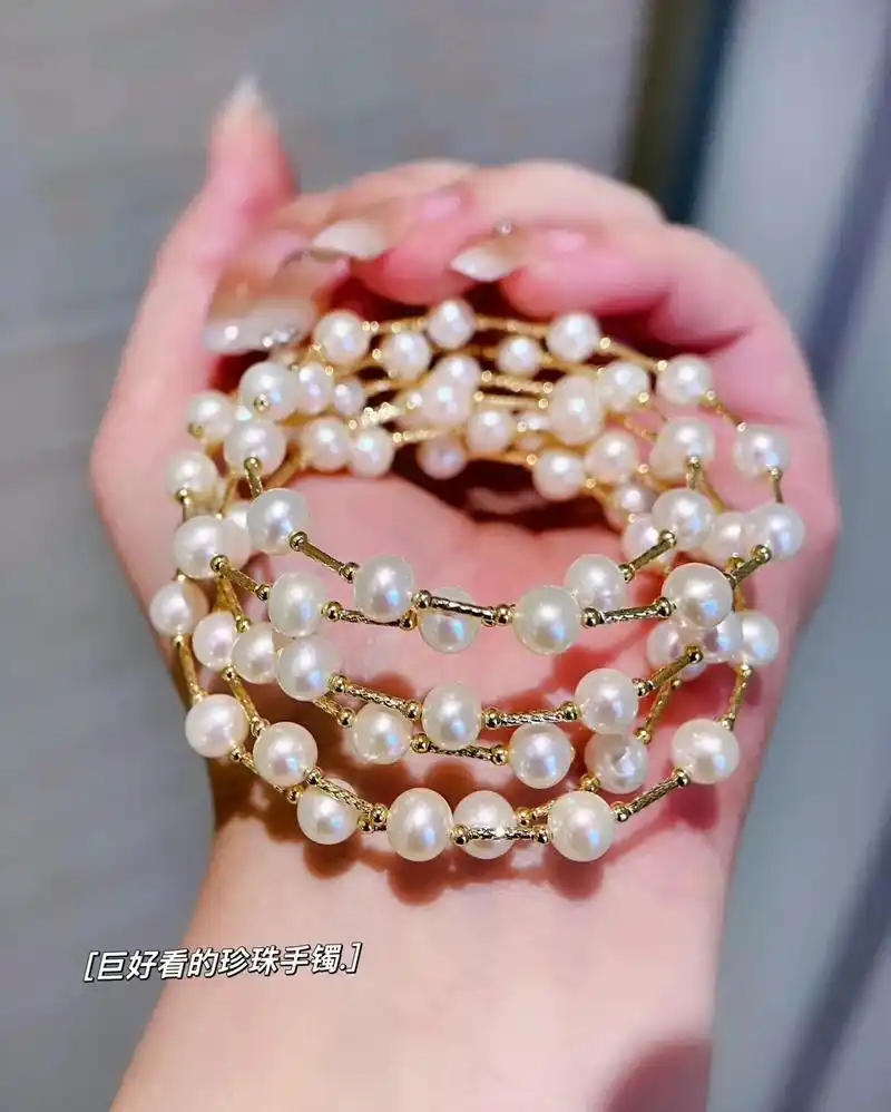 7815非常适合日常佩戴的珍珠手镯,极致简约优雅款式就 - 抖音