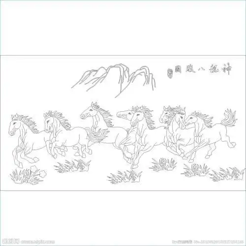 卡通八骏图简笔画