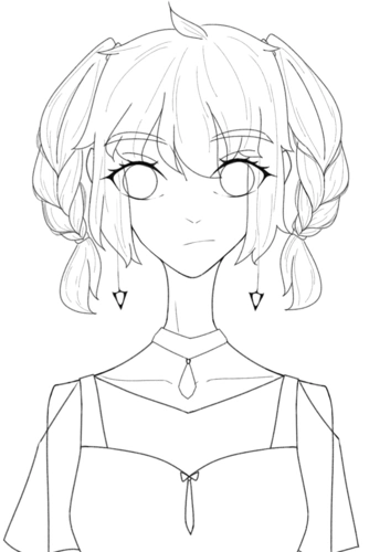 女孩,小姐姐,q版,q版人物,指绘,原创,双麻花辫,线稿,漂亮