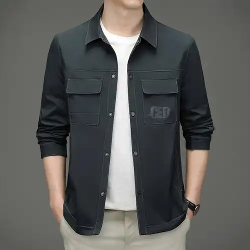 工装夹克外套男春秋中年男士简约爸爸上衣短款高端翻领风衣男休闲