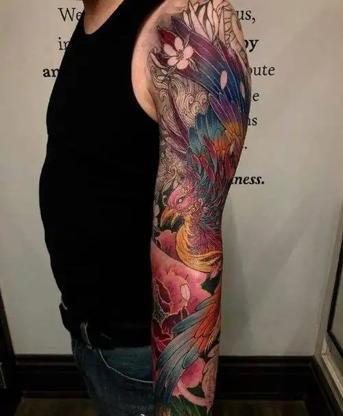 花臂传统凤凰纹身图案