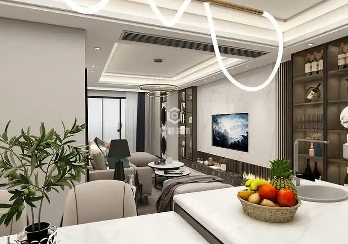 闵行区华光花园100平方轻奢风格三室两厅客厅装修效果图