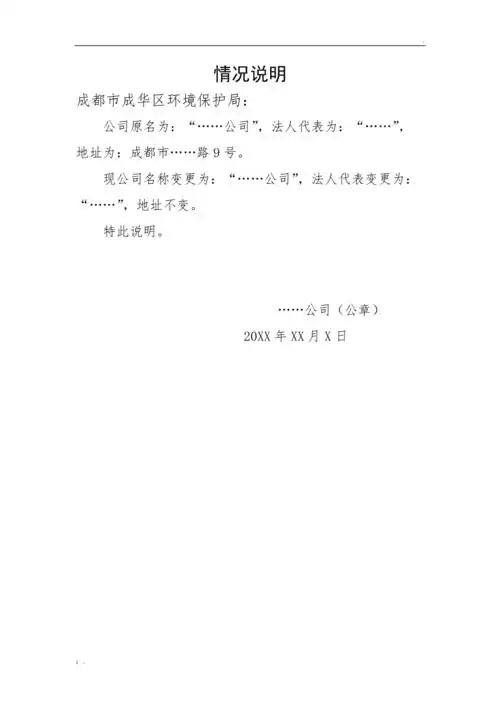 情况说明(范本)