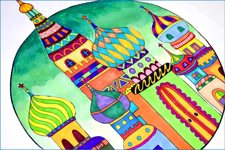 2018俄罗斯世界杯小学绘画(8-10岁儿童创意绘画:大教堂)