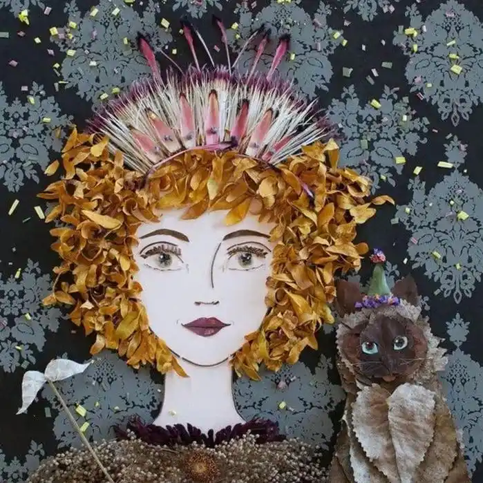 植物拼贴画.国外艺术家用植物拼贴的艺术作品,惟妙惟肖#少儿美 - 抖音