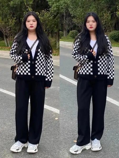 165cm150斤初秋大码毛衣元素穿搭一