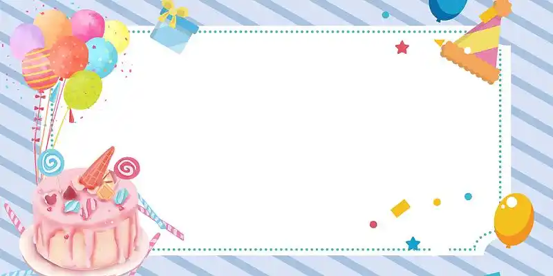 蓝色简约卡通生日蛋糕生日派对展板背景