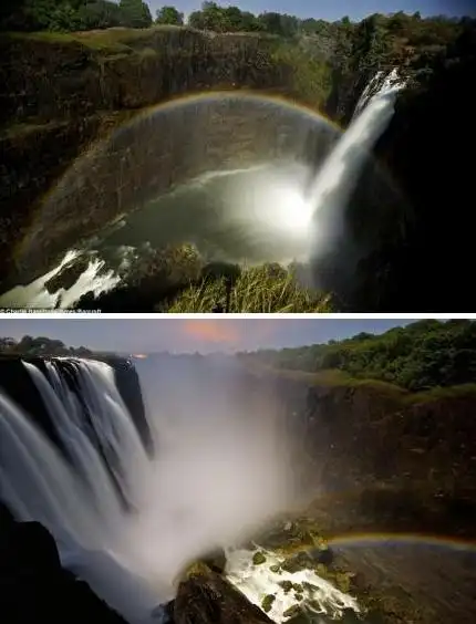 赞比亚 维多利亚瀑布的月虹[图]