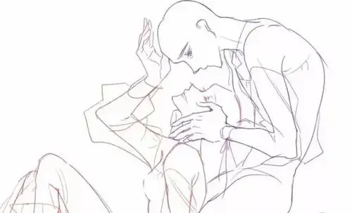 绘画 画画 板绘 线稿 cp 临摹 人体动态 绘画素材 绘画参考 姿势参考