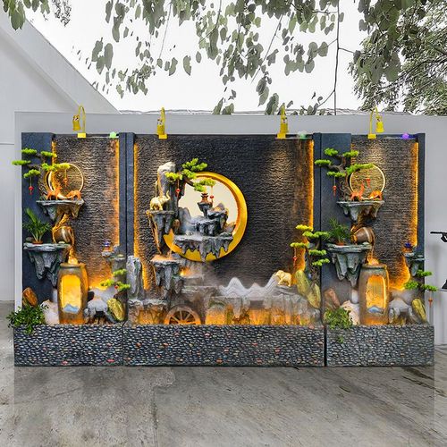 水循环假山流水喷泉景观墙酒店公司室内玄关隔断乔迁开业鱼池摆件