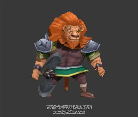 独眼金毛狮子悍匪3dmax模型下载 行走跑受击死亡动作