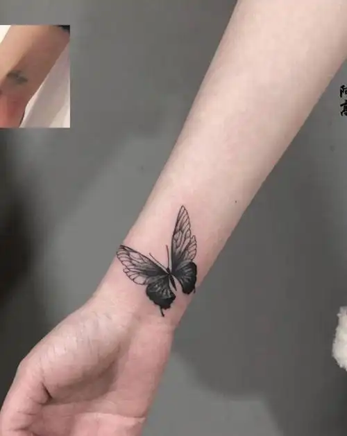 小蝴蝶遮盖纹身图片_手臂点刺纹身图案