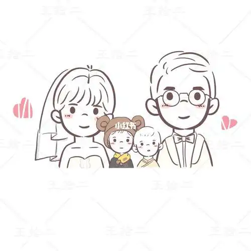 一家四口的简笔画手绘