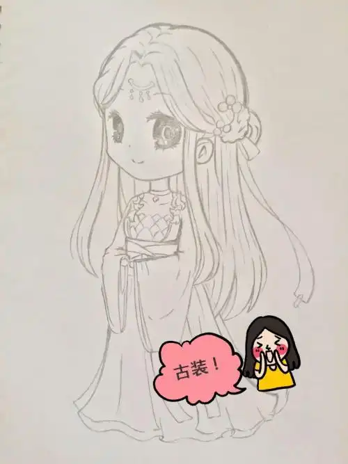 古装衣服女简笔画可爱