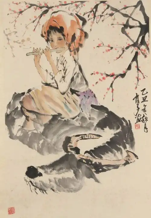 中国美术 中国画 近代画家「姚有多 牧归图」肉笔纸本 ★挂轴★大珍品