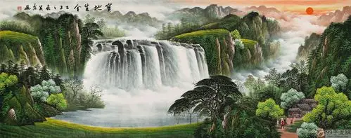 【已售】吴东小六尺聚宝盆山水画《宝地生金》