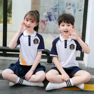 年级毕业拍照服初中小学生班服纯棉短袖裤套装儿童休闲校服5人付款76