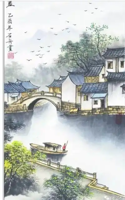 江南水乡水彩画 江南水乡水彩画图片