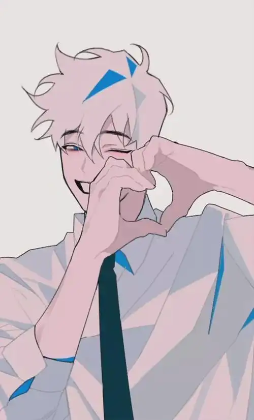 韩国画师375306 银发少年 白衬衫 笔芯 手机壁纸