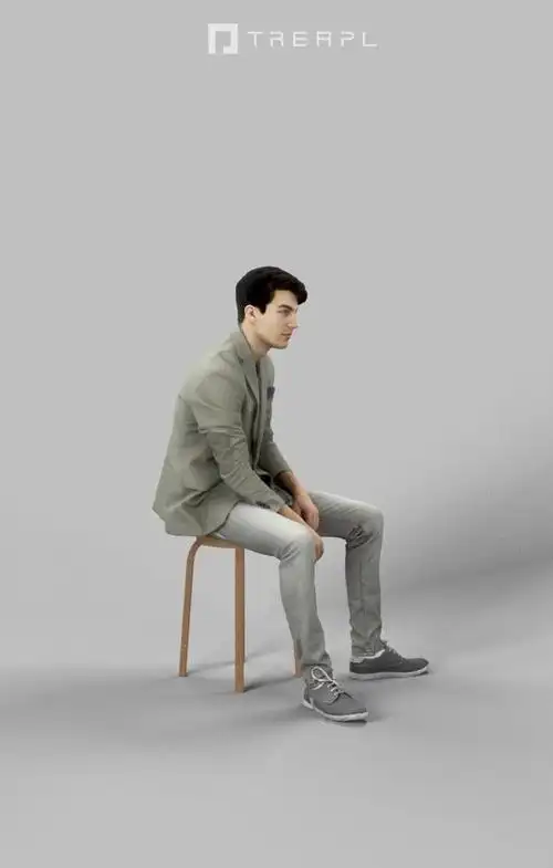 穿绿色夹克坐着的男人休闲男士3d模型_免费下载_百度网盘