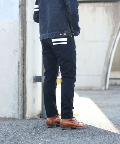 日本momotaro jeans桃太郎 b0105sp 15.7oz修身小脚黑牛牛仔裤