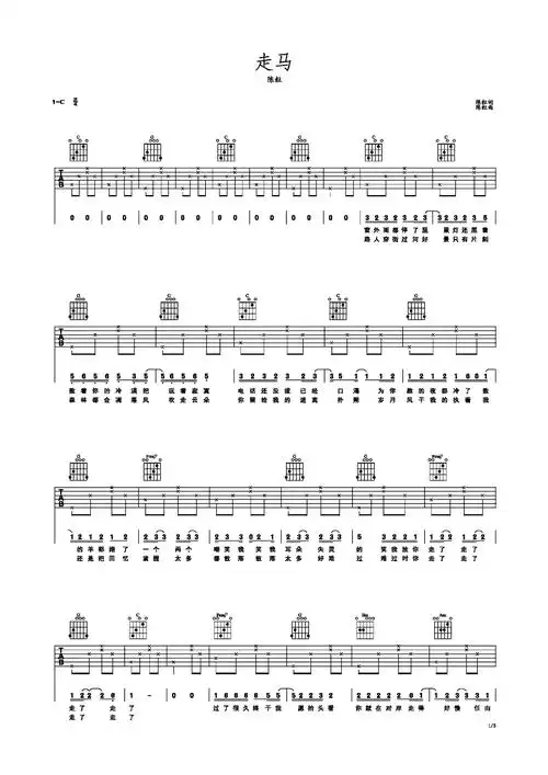 走马钢琴谱-c调-虫虫钢琴