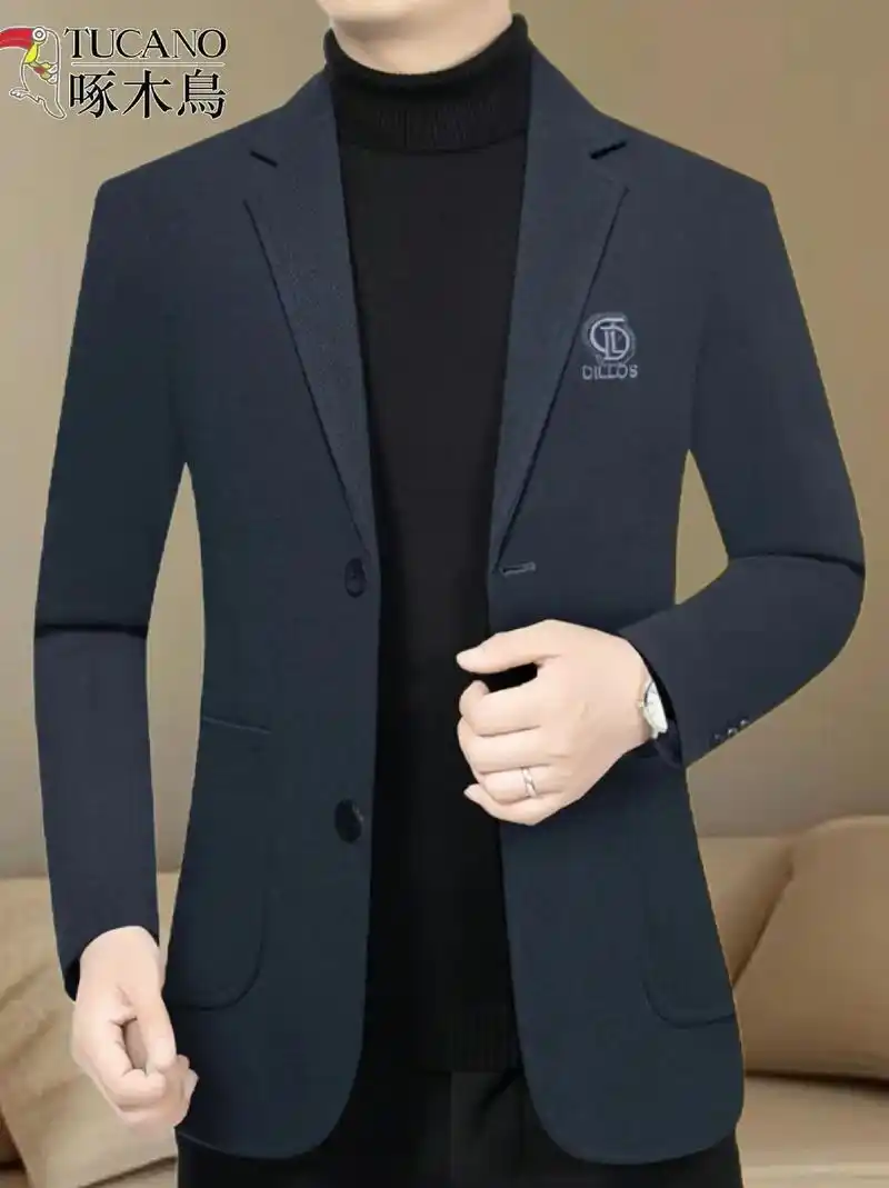 啄木鸟正品男装春秋款商务休闲西装外套,高档西服上衣