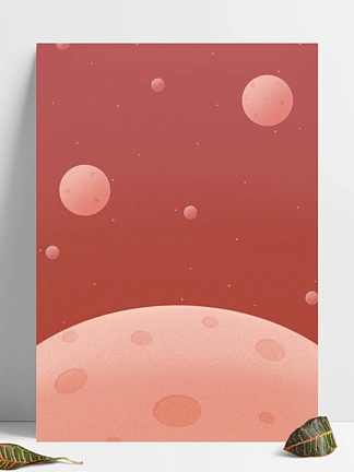 红色太空粉色星球清新简约可爱唯美浪漫背景