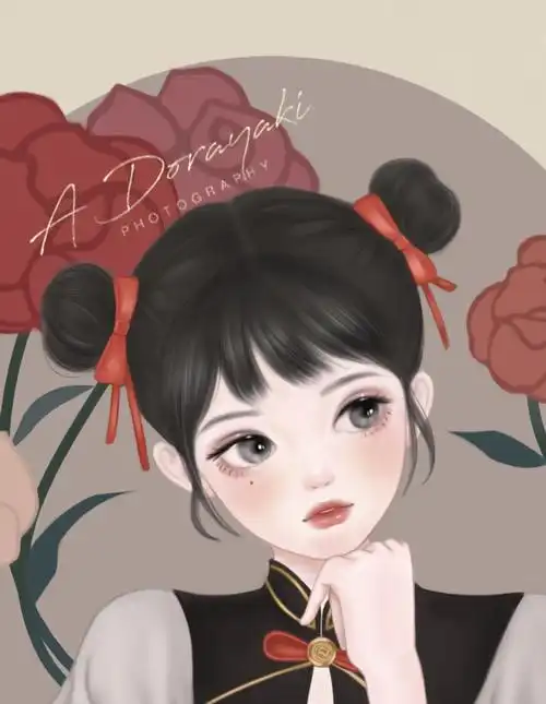 少女插画 | 双丸子头可爱妹妹
