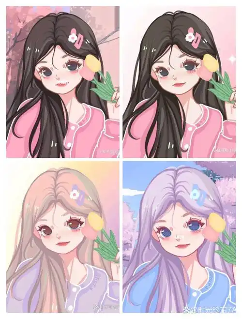 可爱的拼图头像  94哇塞!这组卡通女孩图片太美啦!