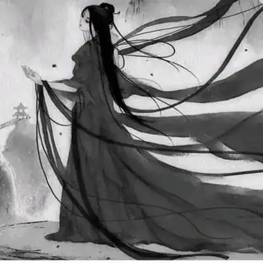 古风动漫女生忧伤头像唯美古风女子手绘黑白头像