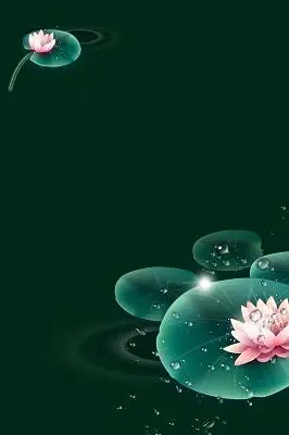 墨绿色处暑水墨荷花水滴海报展板背景素材