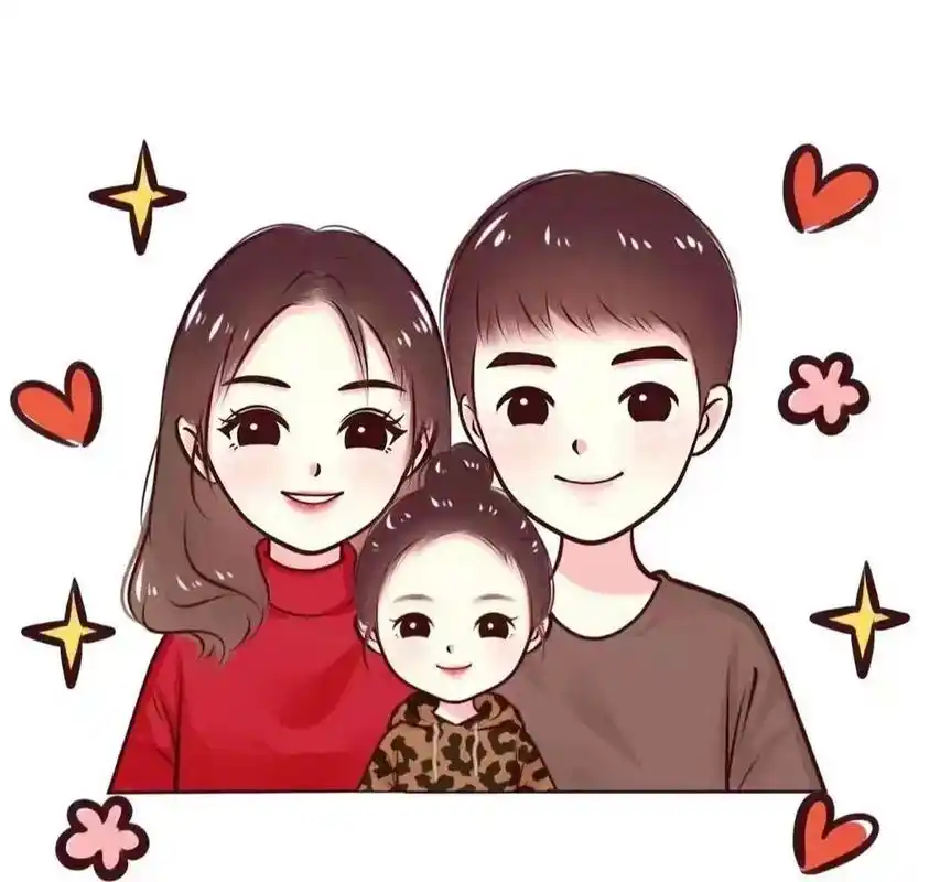 亲子和情侣卡通头像(喜欢的拿走) 你头像该换啦,一家三口亲子头像