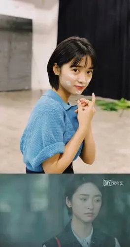 一直留短发的@沈月 在里突破以往的日系甜美风,尝试成熟职场ol风