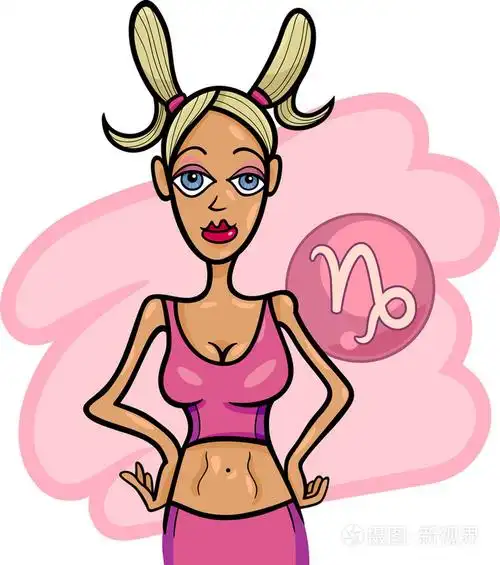 女人卡通插画摩羯座标志