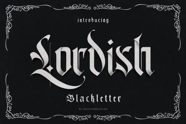 复古哥特式标题logo设计衬线英文字体素材 lordish blackletter font