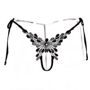 百衣百趣 开档诱人内裤 性感丁字裤 女 诱惑镂空透明无痕蕾丝t裤