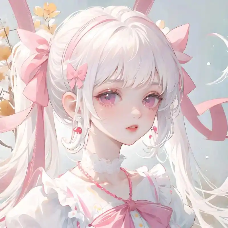 少女头像|粉白色系小甜妹 落日余晖的路上总是爱意弥漫