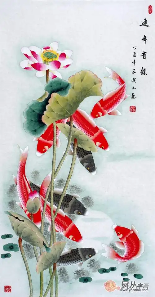 饭店,企业等场合挂张洪山老师这幅招财九鱼图,可旺运聚财,可愉悦身心