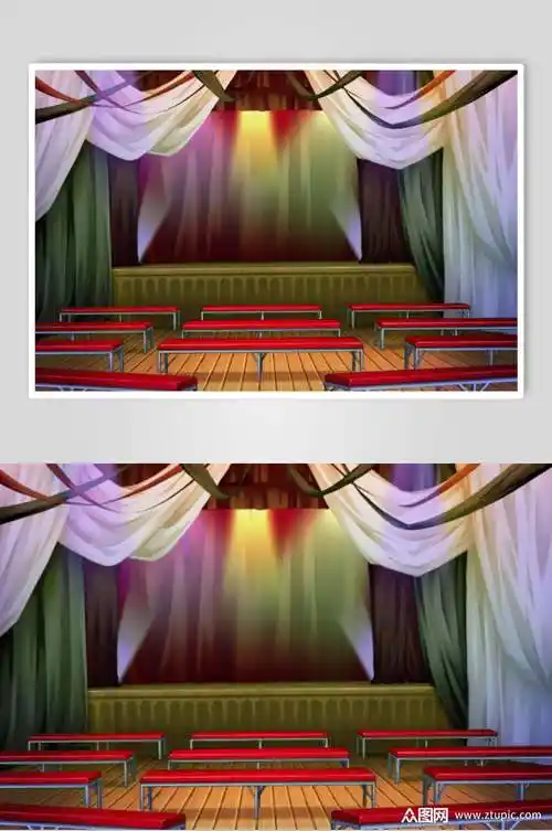 日系漫画学校教室操场舞台背景图片